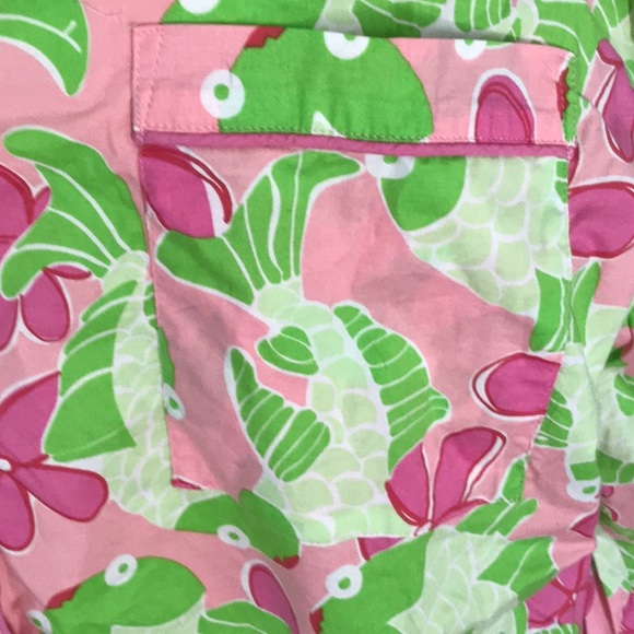 Rare Lilly Pulitzer Cotton Fish PJS in Pink Green - Picture 2 of 6